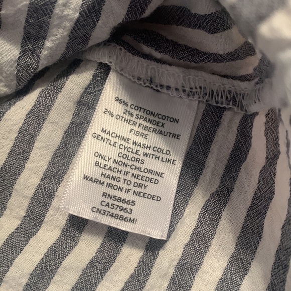 CASLON Striped Long Sleeve Collared Button Down Blouse Blue and White Women’s S - Picture 10 of 12